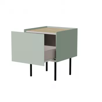 Naktsgaldiņš Cama Meble FELLINI 40x41x60, olīvu ar eļļotu ozola virsmu, 1 atvilktne, 2 komplektā