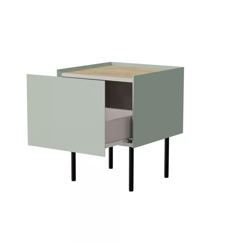 Naktsgaldiņš Cama Meble FELLINI 40x41x60, olīvu ar eļļotu ozola virsmu, 1 atvilktne, 2 komplektā