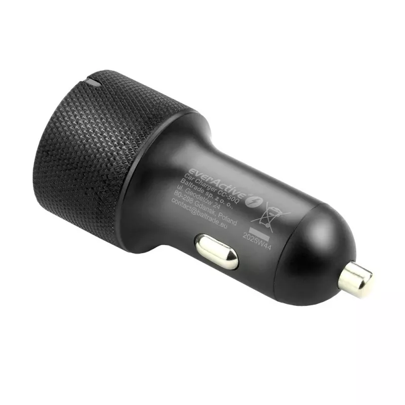Auto lādētājs everActive CC-50Q QC3.0 75W ar Quick Charge 3.0 atbalstu un USB portiem