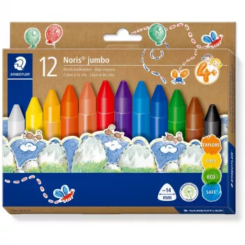 Vaska krītiņi Staedtler Noris Jumbo — 12 krāsas, netoksiski, lielizmēra