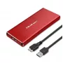 Ārējais SSD korpuss QOLTEC 51831 USB 3.0 M.2 SATA diskdziņiem, sarkans, atbalsta 30 mm garumu, līdz 4 diskdziņiem