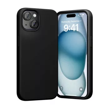 Viedtālruņa silikona maciņš Vention KUFB0-20 iPhone 15 Plus — melns, plāns aizsargpārvalks