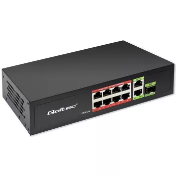 QOLTEC 52297 Ethernet Switch PoE 8 porti + 2 Uplink + SFP