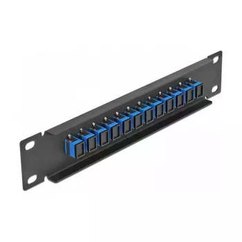 Šķiedru optikas sadales panelis DeLOCK 10 collu 12 portu SC Simplex zils 1U melns