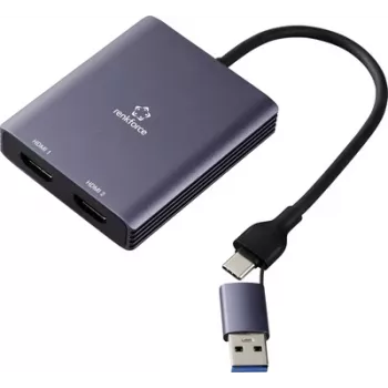Renkforce RF-6418198 USB-C HDMI Adapteris [1x USB-A - 2x] Pelēks 4K UHD 15 cm (RF-6418198)