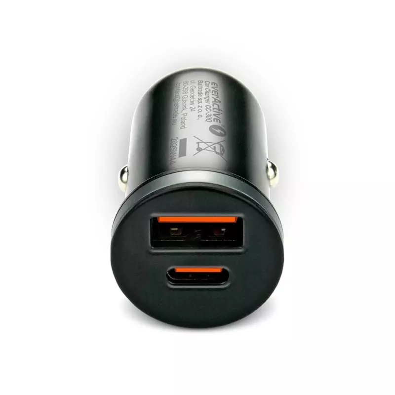 Auto lādētājs everActive CC-30Q QC3.0 35W — 1x USB-A, 1x USB-C, ātrā uzlāde