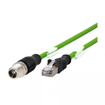 METZ CONNECT - Tīkla kabelis - 8 kontaktu M12-X (tēviņš) uz RJ-45 (tēviņš) - 2,0m - Ekranēts - CAT 6a - Aizsargāts pret aizķeršanos, dzīslu vads - Zaļš (142M2X15020)