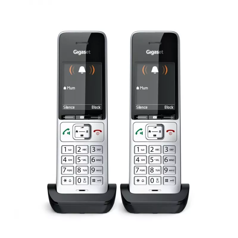 Gigaset COMFORT 500HX duo Analog/DECT telefons ar zvana identifikāciju Melns, Sudrabs