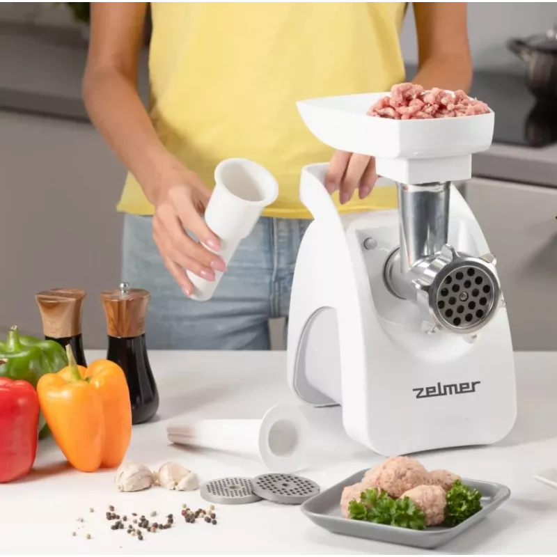 Gaļas maļamā mašīna Zelmer ZMM9801B 2200 W Nerūsējošais tērauds, Balta