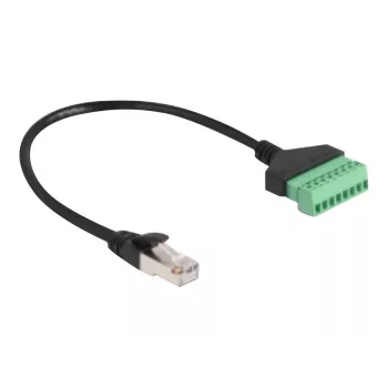 DeLOCK RJ45 kabelis Cat.6 spraudnis uz spaiļu bloku adapteris 30 cm Melns Zaļš