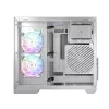 PC korpuss MODECOM Volcano Panorama Midi Tower balts — micro ATX, rūdīts stikls, ARGB, USB-C, atbalsta GPU līdz 400 mm