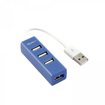 Sbox H-204 USB 4 portu USB HUB Zilā melleņu krāsā