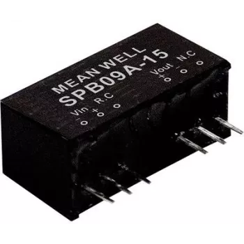 Mean Well SPB09A-15 līdzstrāvas pārveidotājs, 9 W, 15 V, 0.6 A, SIP caurmontāža