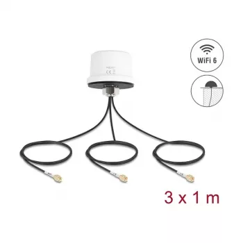 Antena DELOCK 81472 4G MIMO divjoslu WiFi 6 ar 2 x SMA un 1 x RP‑SMA