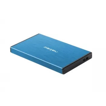 Ārējais HDD/SSD korpuss NATEC Rhino GO 2.5 collas — USB 3.0, SATA III, līdz 4 TB, 9.5 mm, alumīnijs, zils