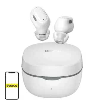 Bezvadu austiņas Baseau WM01 zvanīšanai un mūzikai, Bluetooth, USB-C uzlāde, 20–20000 Hz, 10 m, Balta
