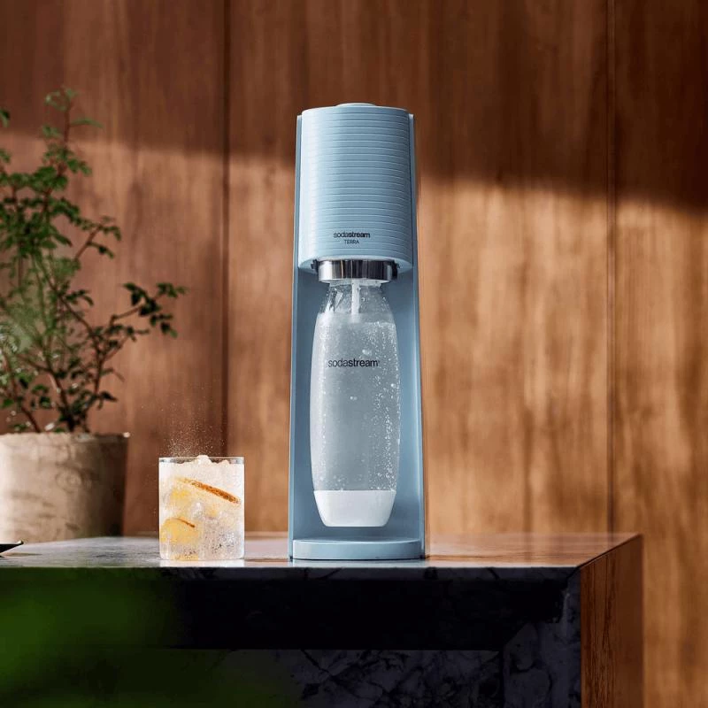 SodaStream gāzētājs Terra gaiši zils QC ar CO2 un 1L PET pudeli