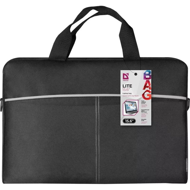 Soma klēpjdatoram DEFENDER Lite 39,6 cm (15,6 collu) Melna/Pelēka, poliesters, rāvējslēdzējs, rokturis, noņemama plecu siksna