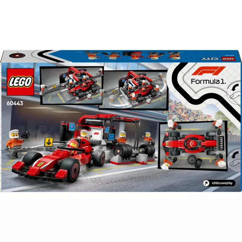 LEGO City F1 Pit Stop komplekts 60443 — Ferrari F1 mašīna, 322 detaļas, 5 minifigūras, vecumam no 6 gadiem