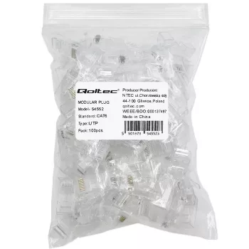 QOLTEC 54552 RJ45 modulārais savienotājs CAT6 UTP, 100 gab. iepakojums