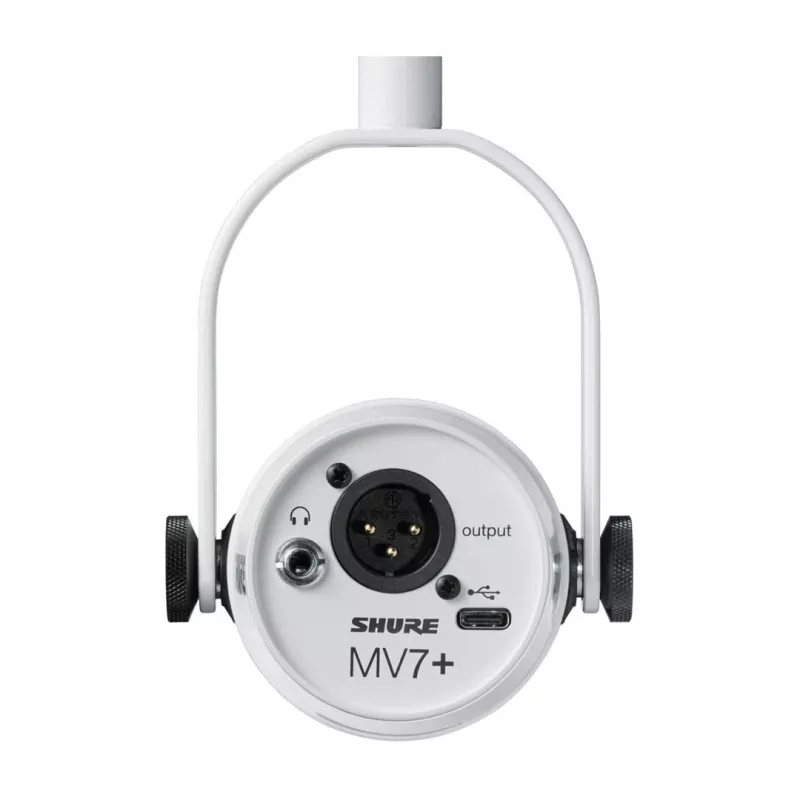Shure MV7+-W - tribīnes/balss mikrofons ar XLR/USB-C savienotāju, balts