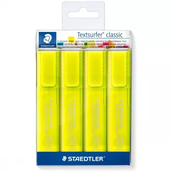 Marķieris Staedtler 364-1P WP4 ar slīpu galu Dzeltens 4 gab.