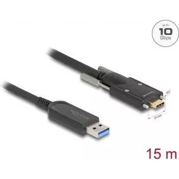 DeLOCK aktīvais optiskais kabelis USB 10 Gbps Type-A vīrišķais uz Type-C vīrišķais 15 m