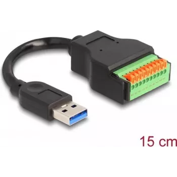 DeLOCK USB 3.2 Gen 1 kabelis Type-A vīrišķais uz spaiļu bloku adapteris 15 cm