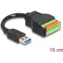 DeLOCK USB 3.2 Gen 1 kabelis Type-A vīrišķais uz spaiļu bloku adapteris 15 cm