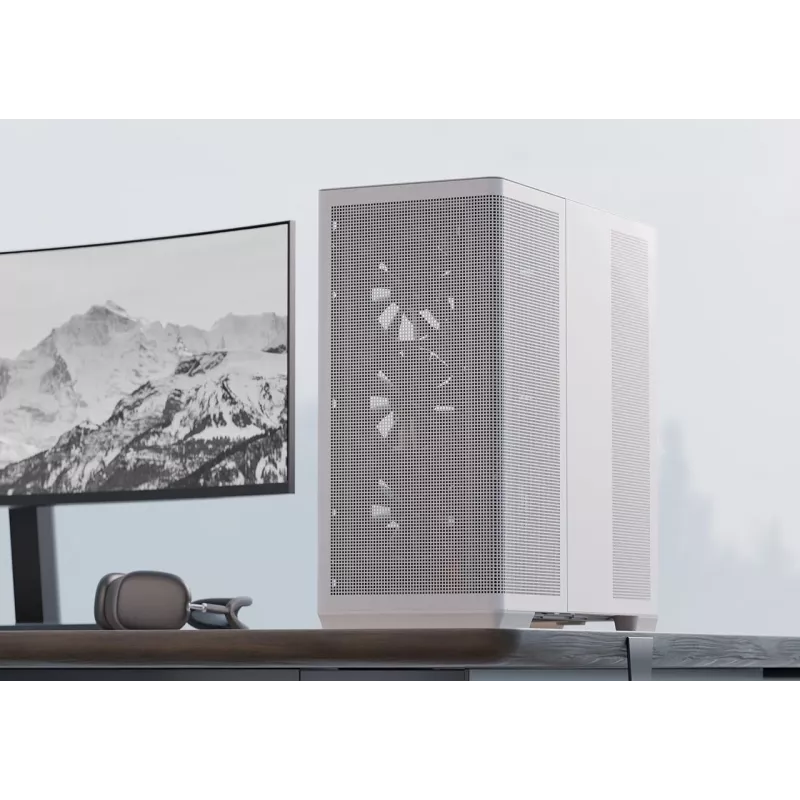 APNX PC Midi Tower C1-R-WT-v1 — Balts, ATX/Micro-ATX/Mini-ITX, 3x120 mm priekšējie ventilatori, 3x3.5 inch + 3x2.5 inch sloti, USB 3.2 Gen1 x2