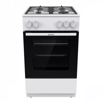 Brīvi stāvoša gāzes plīts ar cepeškrāsni Gorenje GG5A10WFFM — 4 degļu virsma, 70 L cepeškrāsns, emaljēta virsma, balta