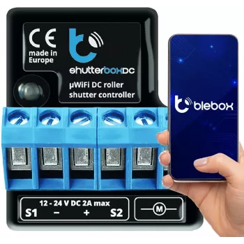 I/O modulis bleBox shutterBoxDC 2x binārie ieejas, 2x releju izejas 230V