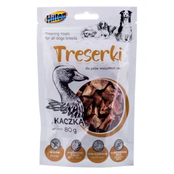 Suņu apmācības gardumi Hilton Treaning Treats Duck 80 g — mīksti pīļu garšas kārumi