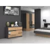 Kumode Top e shop M6 120 — Antracīts/Ozols, 6 atvilktnes, 1200×300×770 mm, skaidu plātne