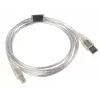 USB 2.0 kabelis LANBERG CA-USBA-12CC-0018-TR, USB A (vīrišķais) – USB B (vīrišķais), 1,8 m, caurspīdīgs