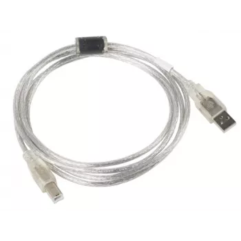 USB 2.0 kabelis LANBERG CA-USBA-12CC-0018-TR, USB A (vīrišķais) – USB B (vīrišķais), 1,8 m, caurspīdīgs