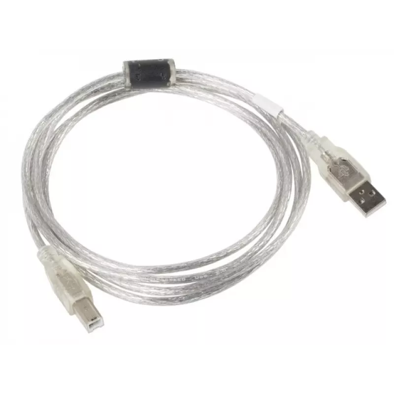 USB 2.0 kabelis LANBERG CA-USBA-12CC-0018-TR, USB A (vīrišķais) – USB B (vīrišķais), 1,8 m, caurspīdīgs