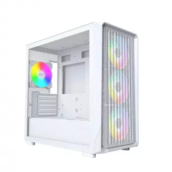 PC korpuss Montech X5M (W) Micro Tower, balts — Micro-ATX/Mini-ITX, atbalsta ATX barošanas bloku, 3x120mm priekšā, 1x120mm aizmugurē, 2x3.5 collu sloti, 4x2.5 collu sloti