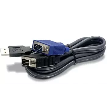 TRENDnet TK-CU10 KVM kabelis - USB Type A, HD-15 (vīrietis) - HD-15 (vīrietis) - 3,1 m - Melns