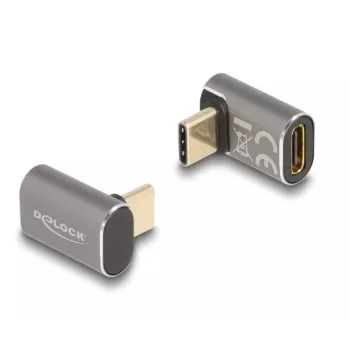 DeLOCK USB-C adapteris 40 Gbps USB Type-C PD 3.0 100 W vīriešu-sieviešu leņķa 8K 60 Hz metāls