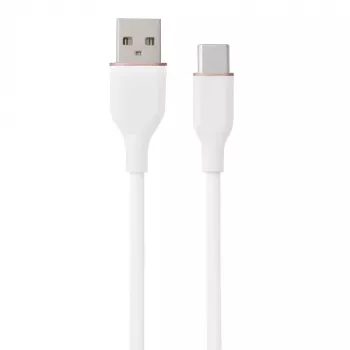 Silikona kabelis USB Type-A - Type-C (Balts, 2m)