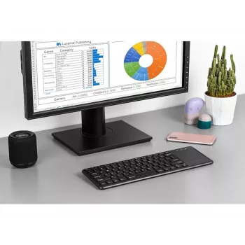 Bezvadu RF tastatūra TRACER TRAKLA46367 — pilna izmēra, membrāna, skārienpaliktnis, 2.4 GHz, melna