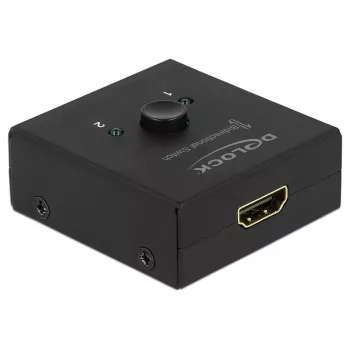 DeLock HDMI 2-1 divvirzienu pārslēdzējs 4K 60 Hz kompakts - Retail Box - Video/Audio pārslēdzējs - 2 x HDMI - Galddatoram (64072)