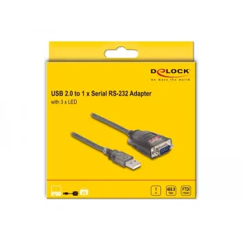DeLOCK 61400 kabeļa dzimuma mainītājs USB A uz RS-232 Melns