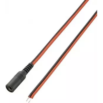 VOLTCRAFT Zemsprieguma savienojuma kabelis: ligzda 5.5/2.5 mm - atvērts gals 5.5/2.5 mm, 2 m, 1 gab.