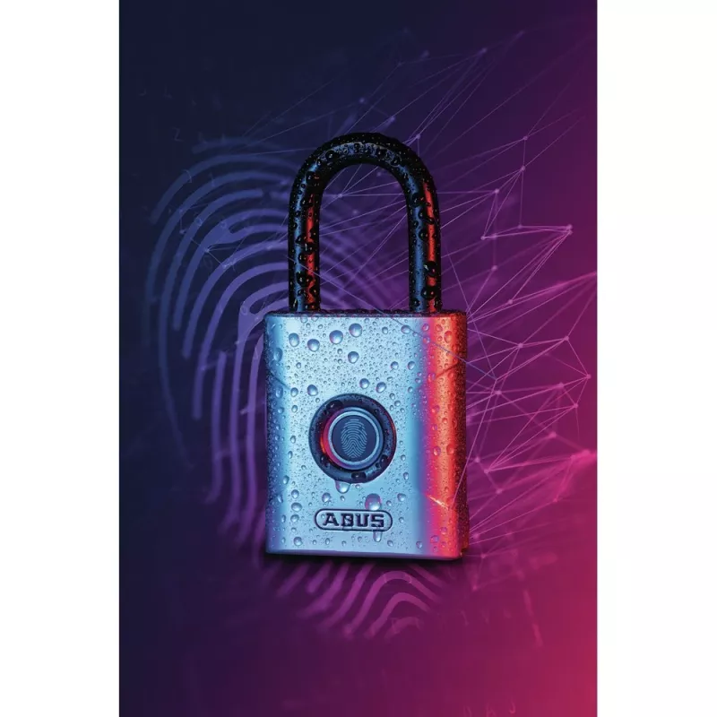 ABUS Touch 57/45 biometriskā piekaramā atslēga 62575, pirkstu nospiedumu sensors, 45 mm, IP66/IP68, laikapstākļiem izturīga, sudraba