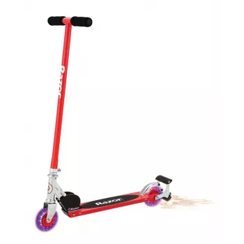 Bērnu skrejritenis Razor S Spark Sport — tērauda rāmis, salokāms, 2 riteņi, kājas bremze, vecumam 8+, max slodze 100 kg, melns/sarkans