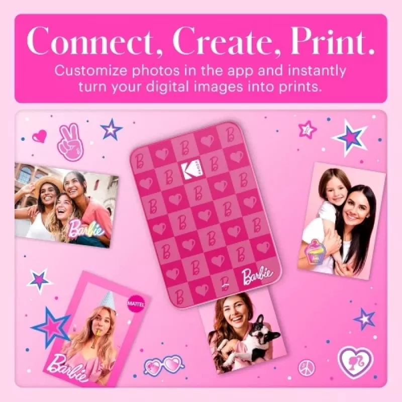 Barbie x Kodak STEP Slim mobilais fotoprinteris ZINK 2x3 inch 1ppm, Bluetooth, Rozā