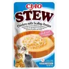 Mitrie gardumi kaķiem INABA Ciao Stew Chicken & Scallop paciņa 40 g — bezgraudu, pieaugušiem kaķiem, gaļīgi