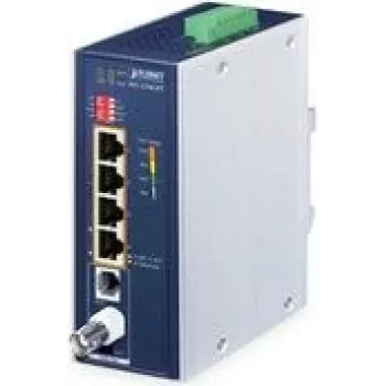 Tīkla raidītājs un uztvērējs PLANET IVC-234GPT — 4-portu 1G Ethernet PoE uz VDSL2 pagarinātājs, alumīnijs/zils